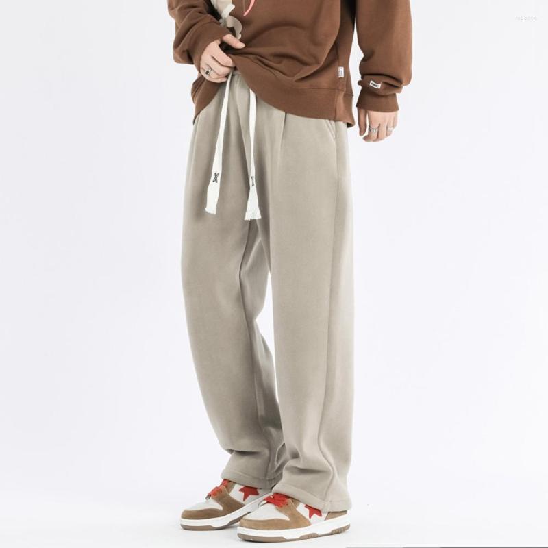 

Men's Pants Winter Thicken Sweatpants Mens Straight Wide Leg HIP HOP Loose Casual Sports Trousers Man Clothing, Khaki