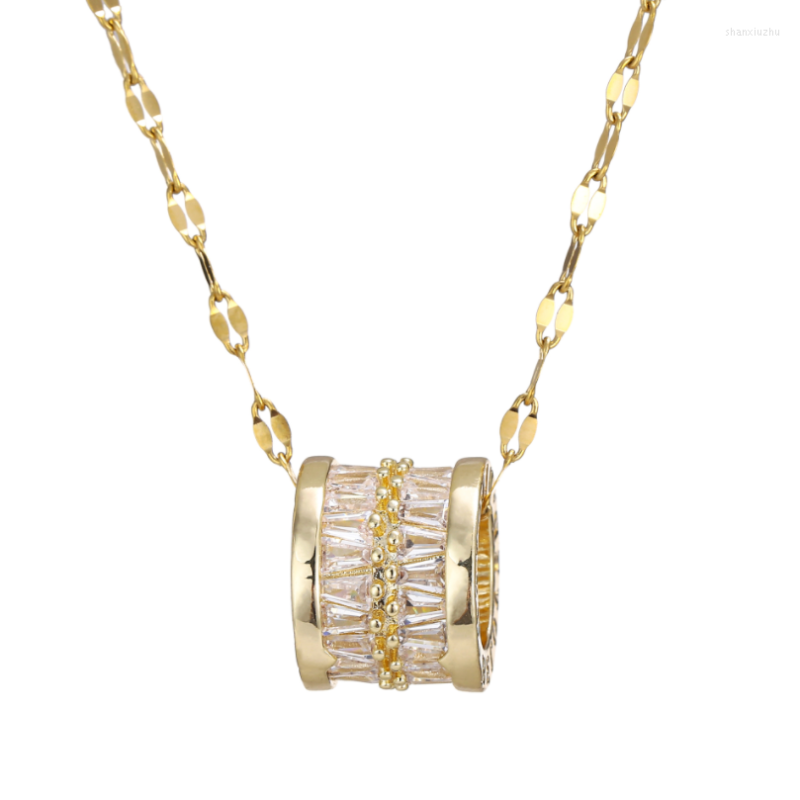 

Chains 316L Stainless Steel Big Waist Color Zircon Pendant Charms Chain Choker Necklace For Women Fashion Fine Jewelry SAN675