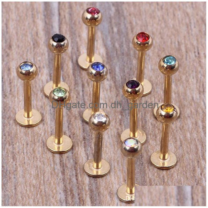 

Labret Lip Piercing Jewelry Gold Bar 100Pcs/Lot Mix 7 Colors Steel Body Ring Labret Drop Delivery Dhgarden Dhpys