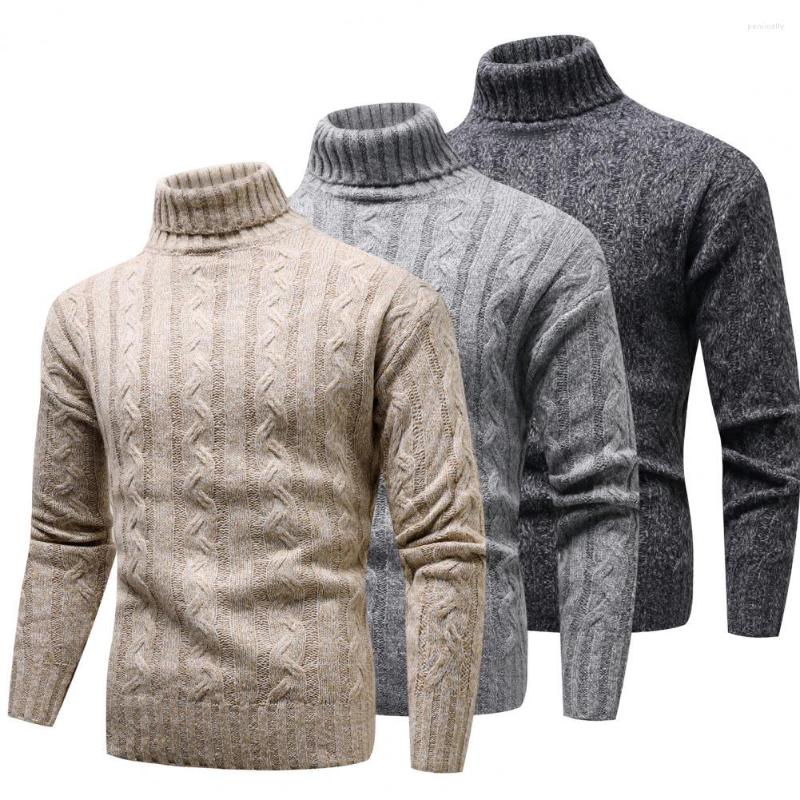 

Men's Sweaters Chic Pullover Sweater High Collar Cold Resistant 3D Cutting Winter Pure Color Slim Men, Black