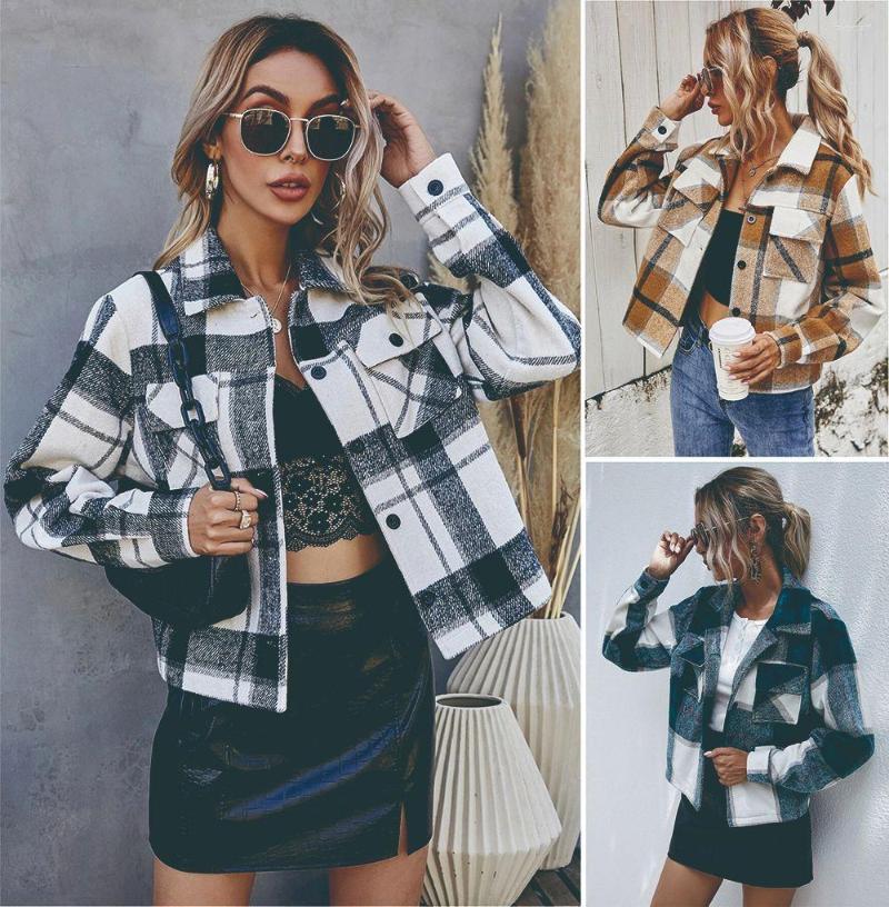 

Women' Jackets Fall/winter 2023 European And American Single-breasted Plaid Jacket Women Winter Clothes Outerwear & Coats Button, Black-white grid