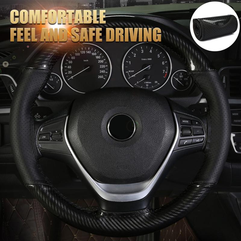 

Steering Wheel Covers Universal Car Cover DIY Braid 38cm Leather Protector With Needle Thread Interior Accessories