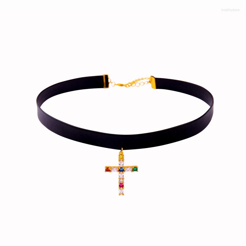 

Choker Punk Easter Cross Pendant Chokers Unique Adjustable Short Necklaces Personality Party For Women Arrival Fashion Jewelry