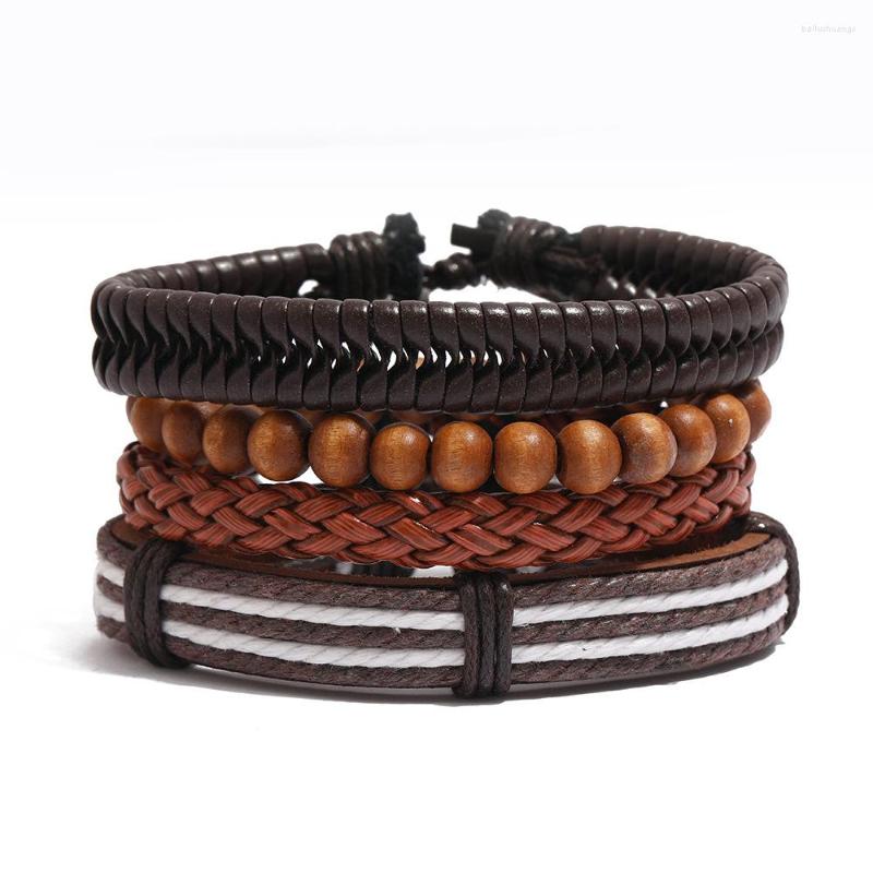 

Charm Bracelets Vintage Leather Rope Bracelet Jewelry Men's Multilayer Simple Braided Set Wholesale