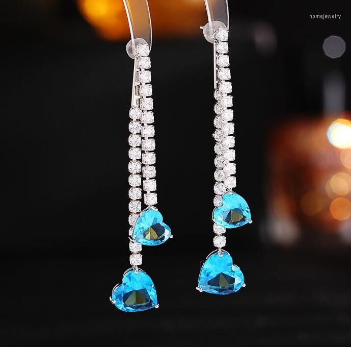 

Dangle Earrings Unique Design Heart Detachable Two-Wear Long Fringe For Women