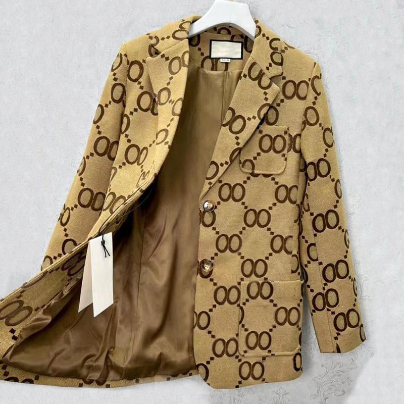

fashion womens suits designer clothes blazers with full letters spring new released tops A131139, Brown