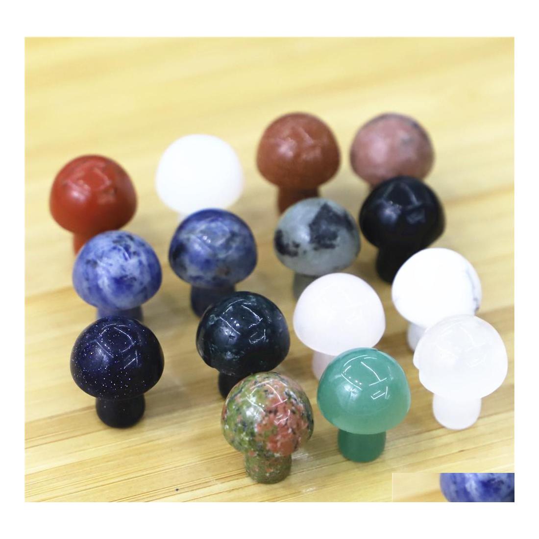 

Stone Fashion 20Mm Mushroom Statue Natural Carved Decoration Quartz Hand Polished Healing Crystal Reiki Trinket Gift Room Ornament D Dhgbk