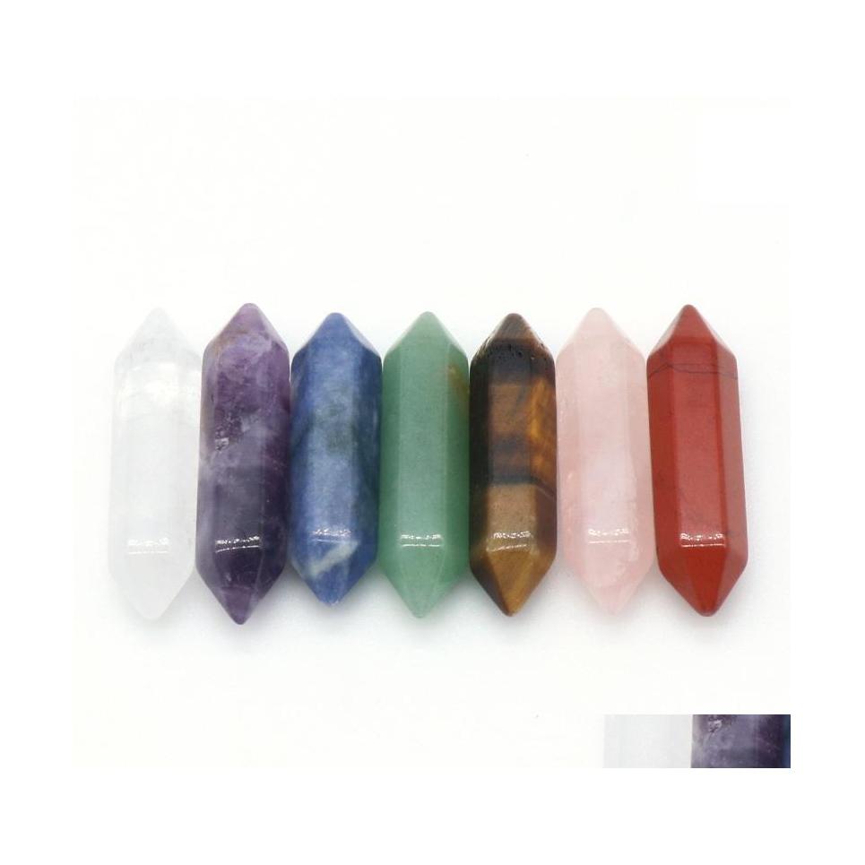 

Stone Reiki Natural Hexagon Prism Amethyst Rock Quartz Yoga Meditation Energy Bead For Chakra Healing Decoration Drop Delivery Jewelr Dh0Dx