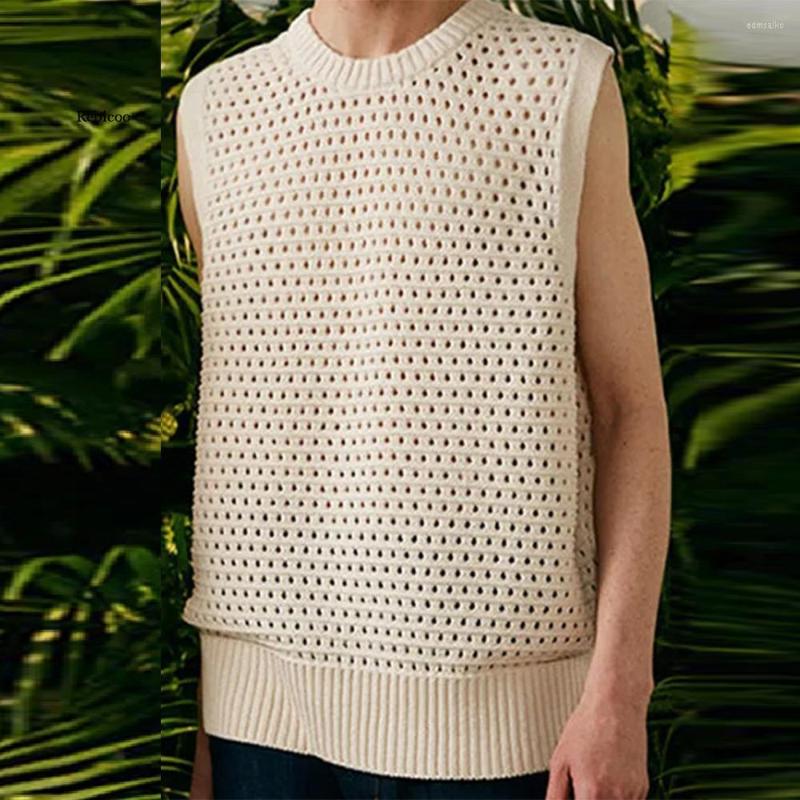 

Men's Tank Tops Men's Casual Loose Vest For Men2023 Summer O-Neck Hollow Out Hipster Streetwear Autumn Fashion Solid Sleeveless, 01