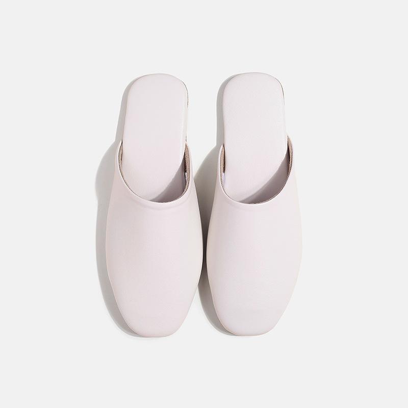 

Slippers 2023 Morandi Color Spring Autumn Home Leisure Genuine Small Sheepskin Indoor Wooden Floor Couple Leather, White