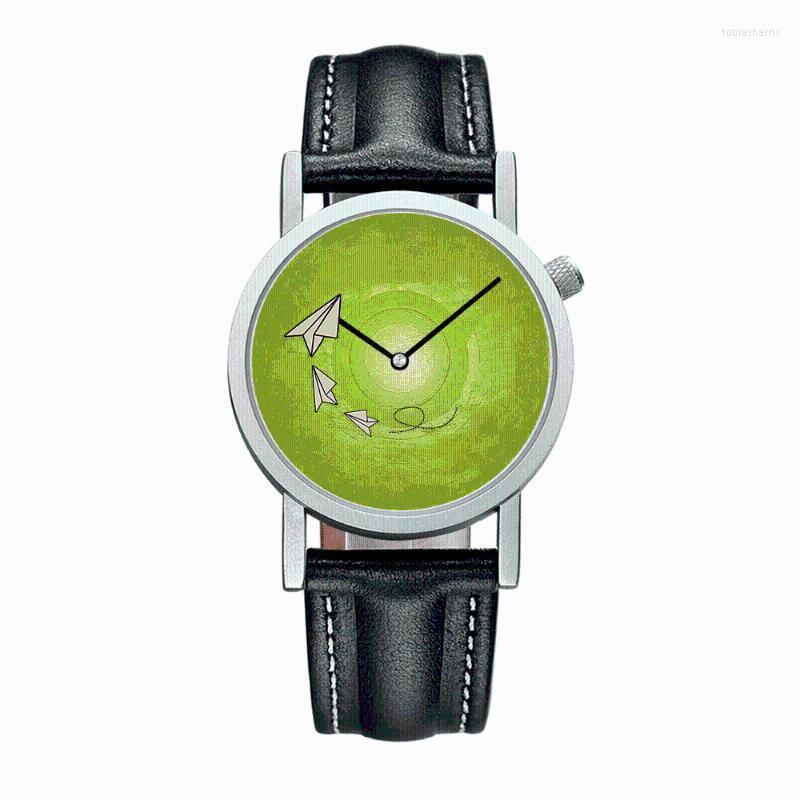 

Wristwatches FEB 30TH Second Plate Skite Moving Dial Design Women Watch Miyota Movement Sony Battery High Quality, Picture shown