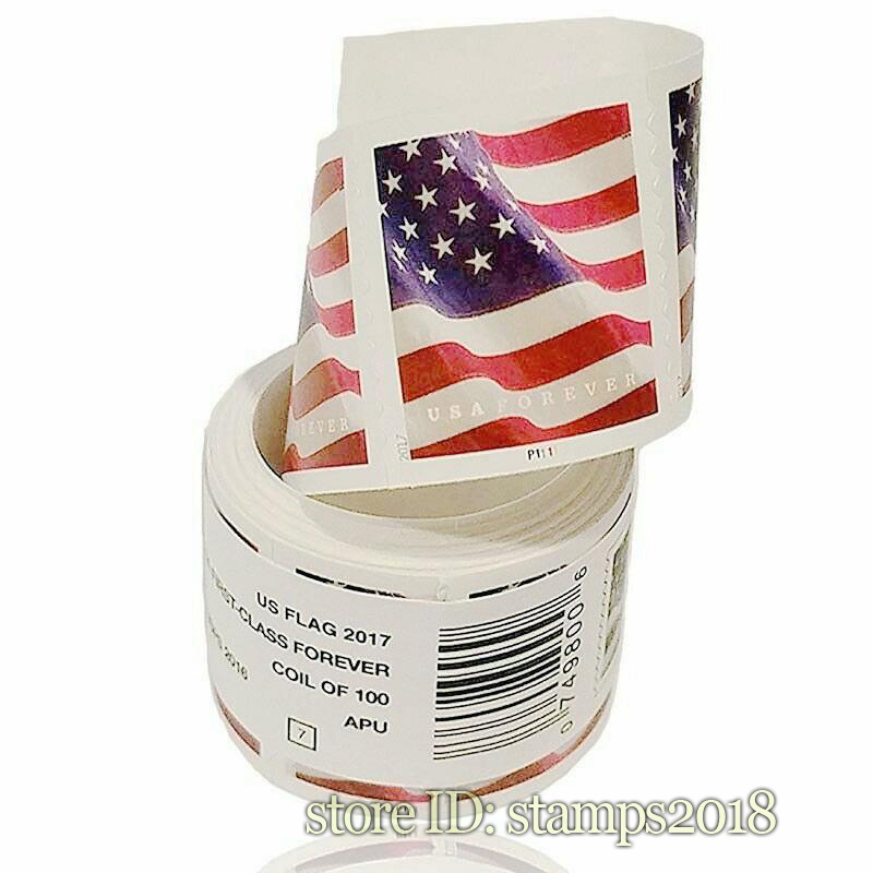 

US Flag First - Class Rate Stamps One Roll Of 100 For Envelopes Letters Postcard Office Cards Mail Supplies Anniversary Birthdays Wedding Celebration