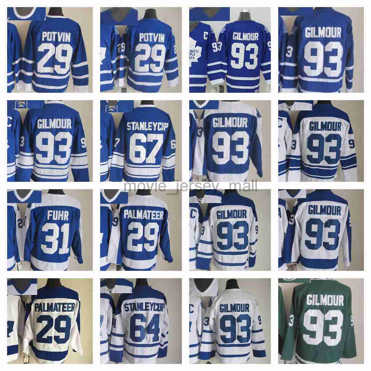 

Toronto Maple''Leafs''New Retro Ice Hockey Jerseys 93 Doug Gilmour 64 Stanleycup 29 Felix Potvin 31 Grant Fuhr Stitched Jersey, Same as picture (with team name)