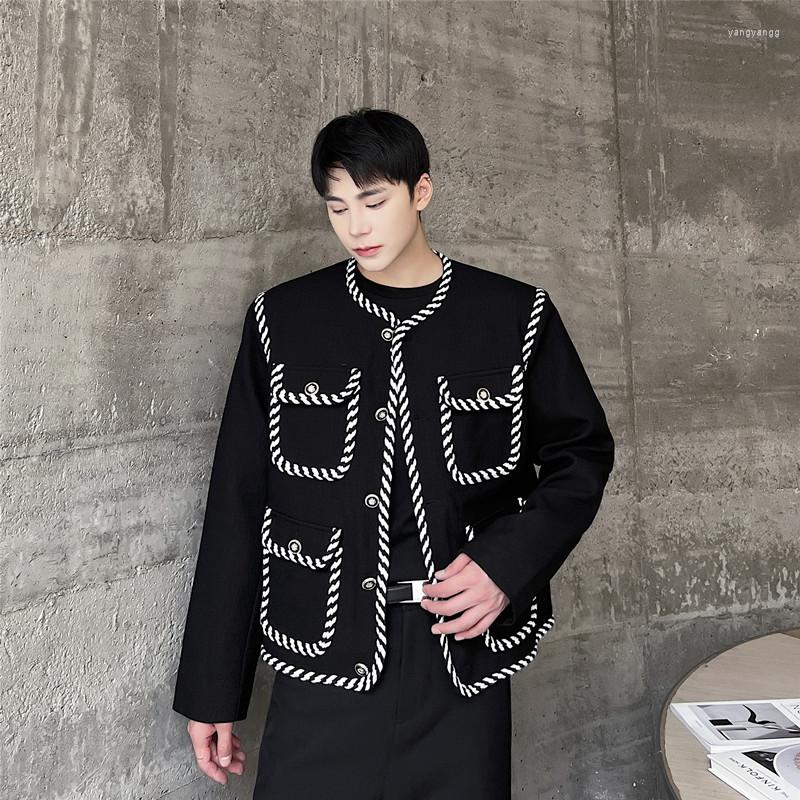 

Men's Jackets Men's Multi Pocket Trendy Fashion Vintage Loose Casual French Streetwear Net Celebrity Short Jacket Male Coat Outerwear, 6295 black