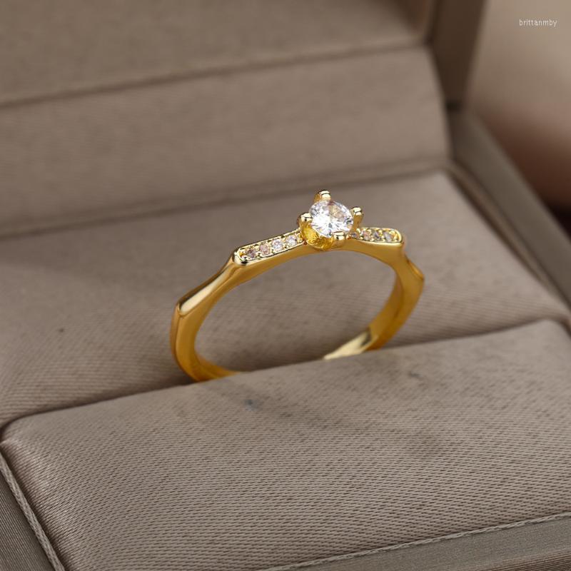 

Wedding Rings White Cubic Zircon Engagement Ring Adjustable Open Cuff Rhinestone For Women Girls Vintage Jewelry Bague GiftWedding Brit22