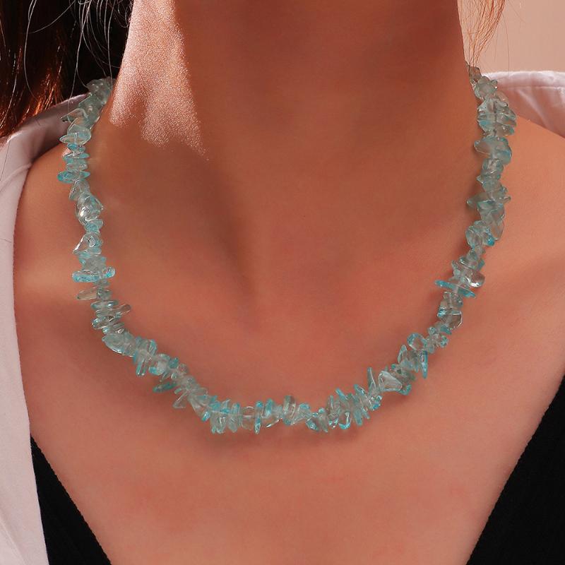 

Choker Chokers Simple Irregular Short Necklace Female Bohemian Colorful Transparent Stone For Women Charm Fashion Jewelry GiftChokers