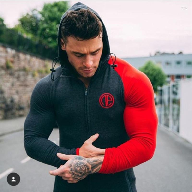 

Men's Hoodies Gyms Hooded Sweatshirt 2023 Brand Autumn Bodybuilding Pure Color Long Sleeve Zipper Clothes, Navy blue