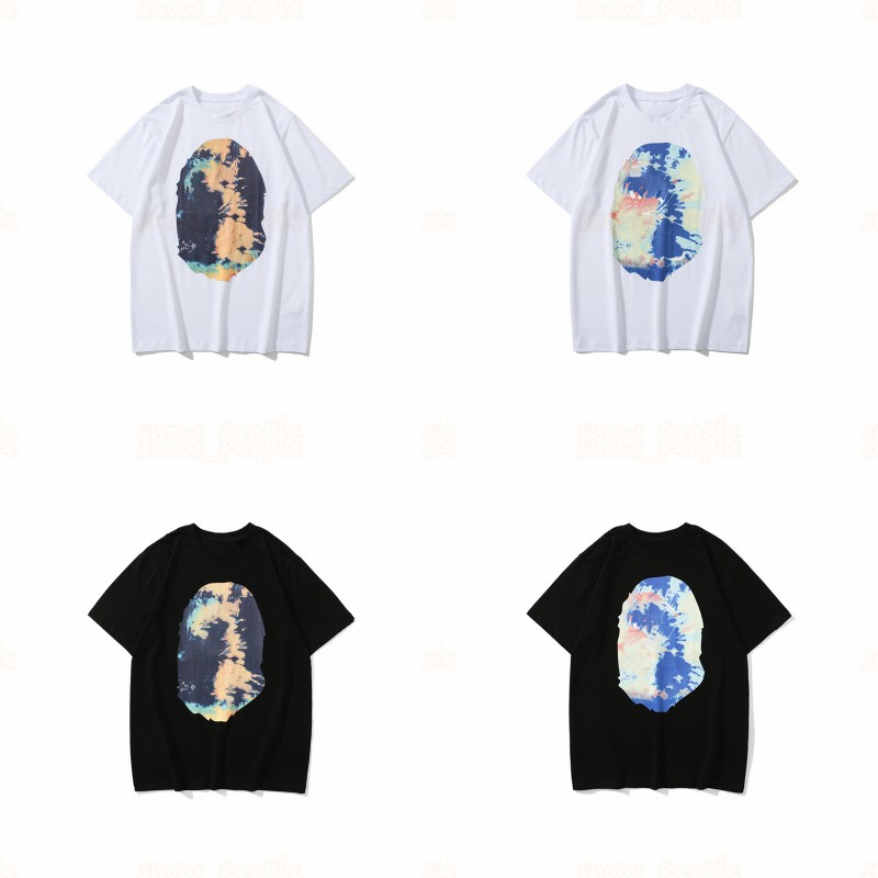 

Designer Men Womens Trend T Shirt Mens Fashion Beach Gradient Print Tees Summer Tops Asian Size M-3XL, White 02