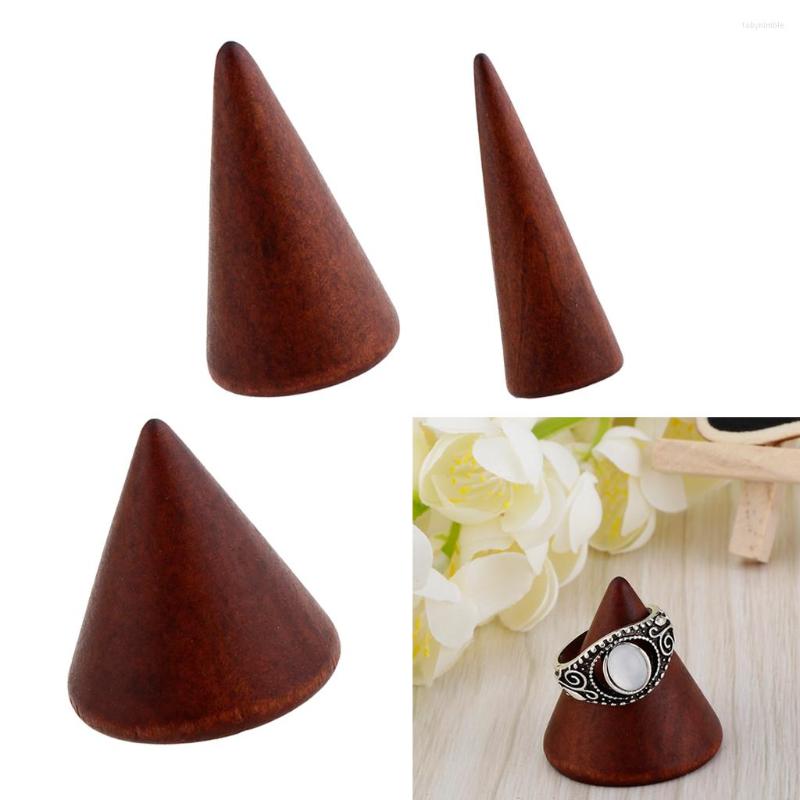 

Jewelry Pouches DIY Craft Geometric Cone Shape Display Stand Ring Pendant Showing Wooden Showcase Home Organizer