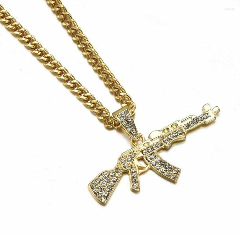 

Pendant Necklaces S1821 Fashion Jewelry Men Gun Pattern Necklace Rhinstone