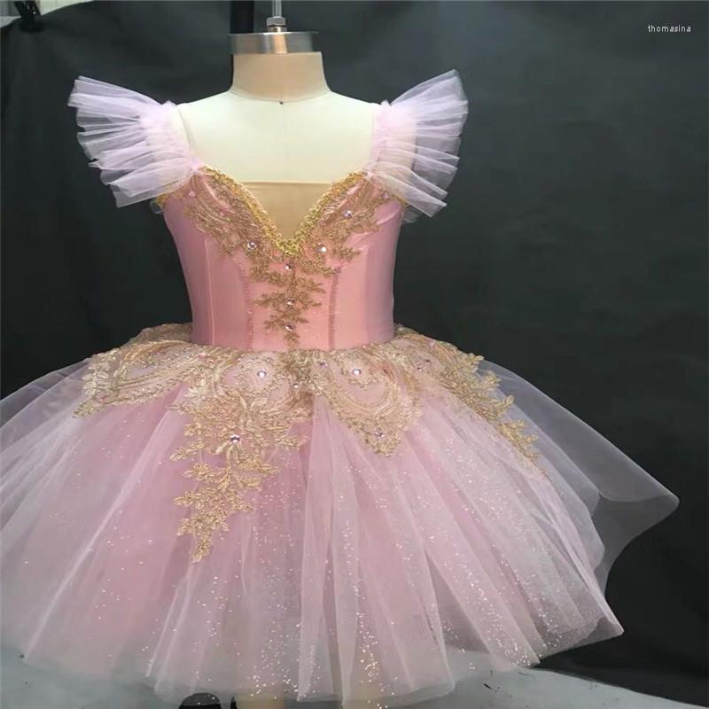 

Stage Wear Pink Color Ballet Dress Gauze Swan Lake Modern Dance Straps Children Girls Contest, White