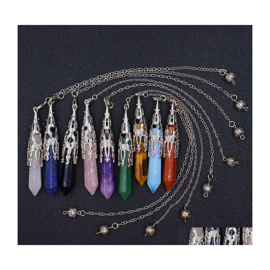

Pendant Necklaces Hexagonal Prisms Chakra Pendums Natural Stones Amet Reiki Healing Crystal Meditation For Men Women Drop Delivery J Dhczi