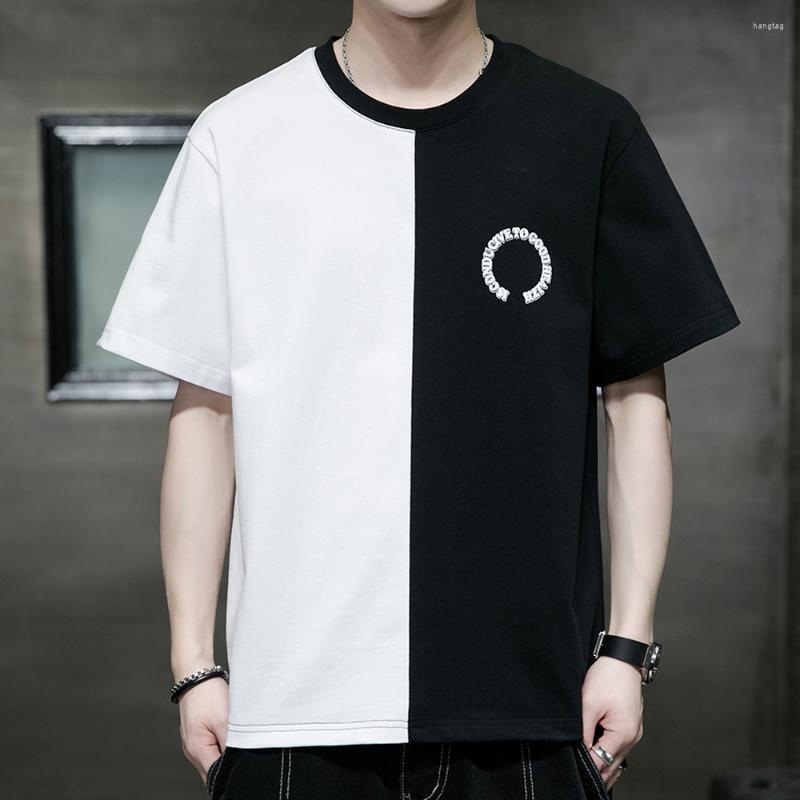 

Men' T Shirts Hip Hop Tshirt Men Summer Streetwear Fashion Clothing Short Sleeve Tops Patchwork Shirt Casual Clothes For, Blue