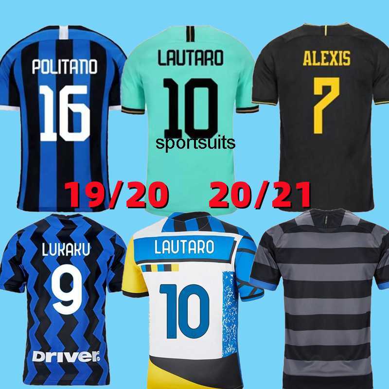 

LUKAKU soccer jersey 19 20 21 7 ALEXIS BARELLA VIDAL LAUTARO ERIKSEN INTERS DZEKO CORREA AWAY THIRD MILANS UNIFORMS TOPs football shirt 2021, 19-20 away+patch