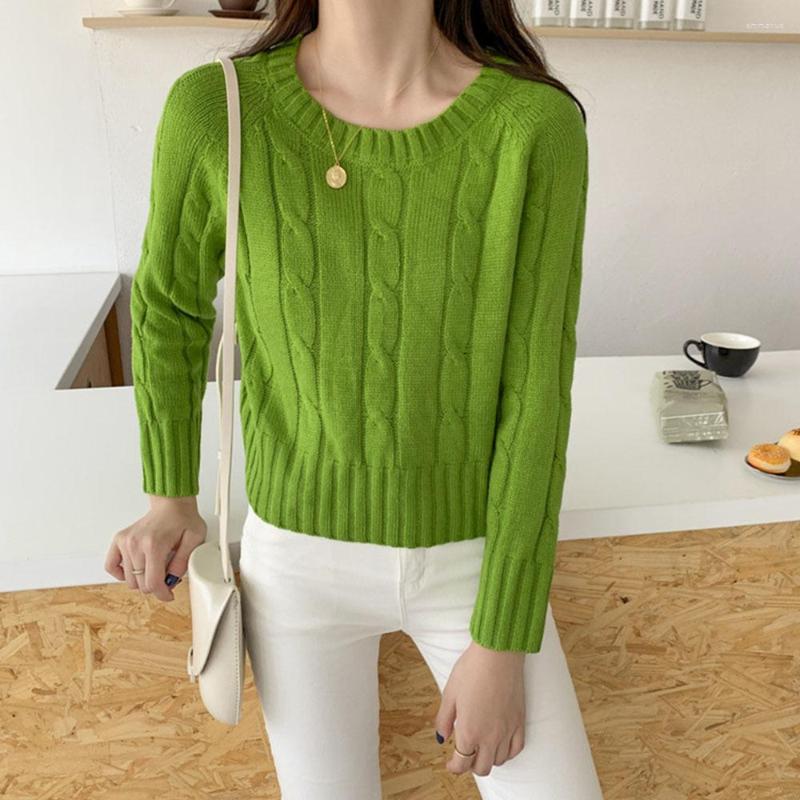 

Women's Sweaters 2023 Autumn Winter High-waist Knit Sweater Women's Short Fashion Outer Wear Twist Pullover Top Lady Casual Loose, Green