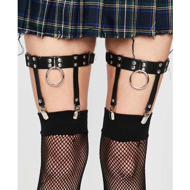 

Suspenders 1Pair Leather Garters 100 Handmade 2pcs O Ring Leg Garter Belt Thigh High Legging Suspender Metal Clips Cosplay Lolita 230217