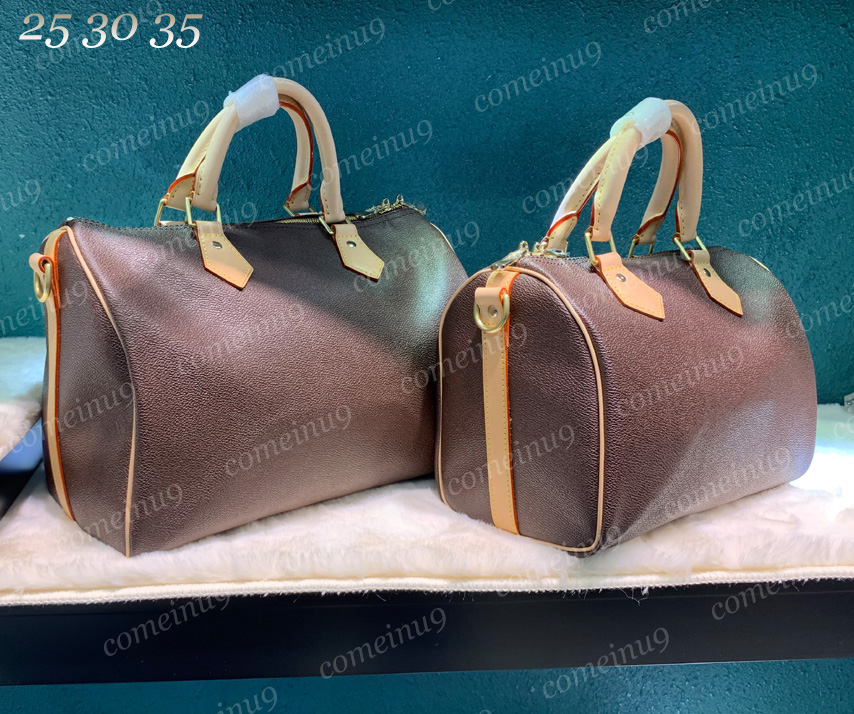 

High Quality Designer Genuine oxidize Leather Handbag with strap 25 30 35 Women's Classic Boston speedy Shoulder Bag custom initials Stamp