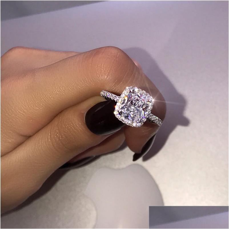 

Car Dvr Rings Choucong Promise Ring 925 Sterling Sier Cushion Cut 3Ct Diamond Engagement Band For Women Men Jewelry Drop Delivery Dhxdq