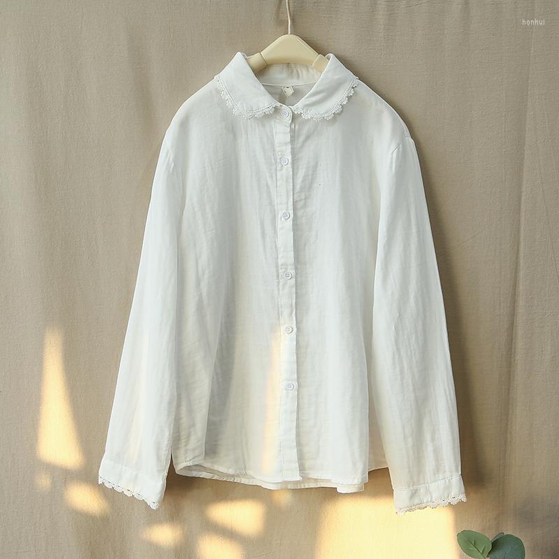 

Women' Blouses Long Sleeve Women Cotton Shirt Mori Girl White 2023 Spring Summer Basic Fashion Lady Cardigan Coat Female YoYiKamomo