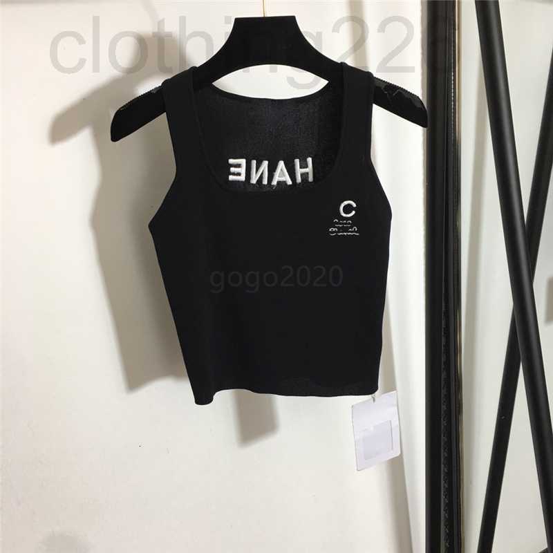 

designer 2022 women summer knit tee tops with letter embroidery female casual milan runway cotton tank crop top t-shirt clothing 6XC4, White