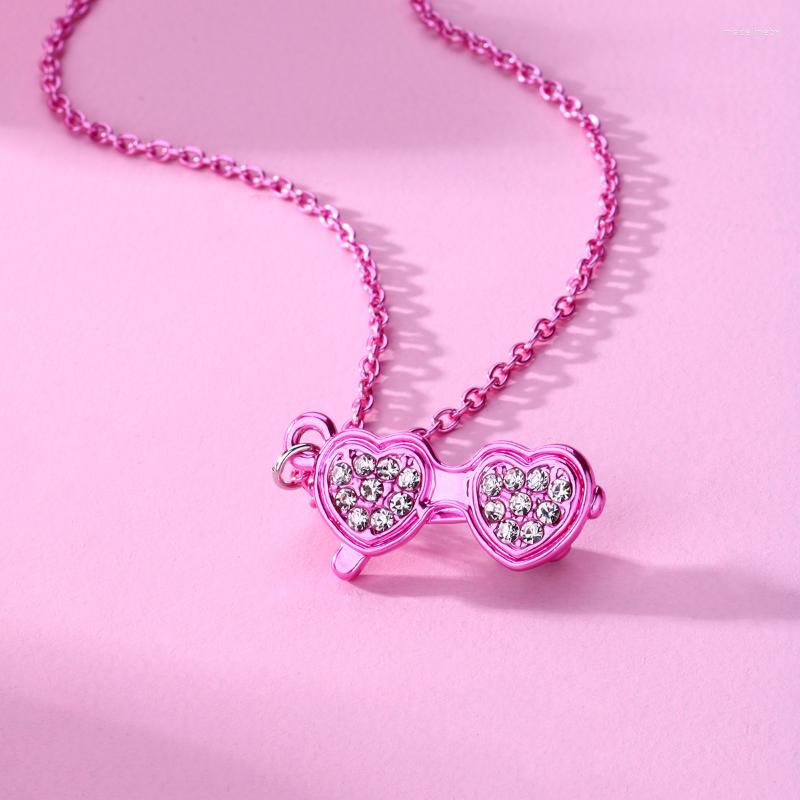 

Chains Lovecryst 1Pcs Rhinestone Cute Glasses Children Necklace Enamel Cartoon Pendant For Kids