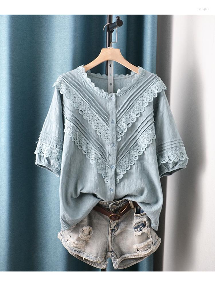 

Women's T Shirts Lamtrip Unique V Shape Lace Ruffles Cotton Short Sleeve Tee T-Shirt Top Women Girl 2023 Summer, White