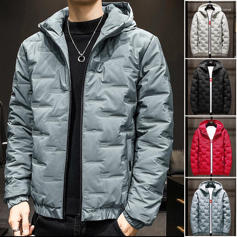 

Men's Down Winter Coat Warm Thick Jacket Cotton Casual Hooded Parka Outdoor Zipper Windbreaker Jack, Black