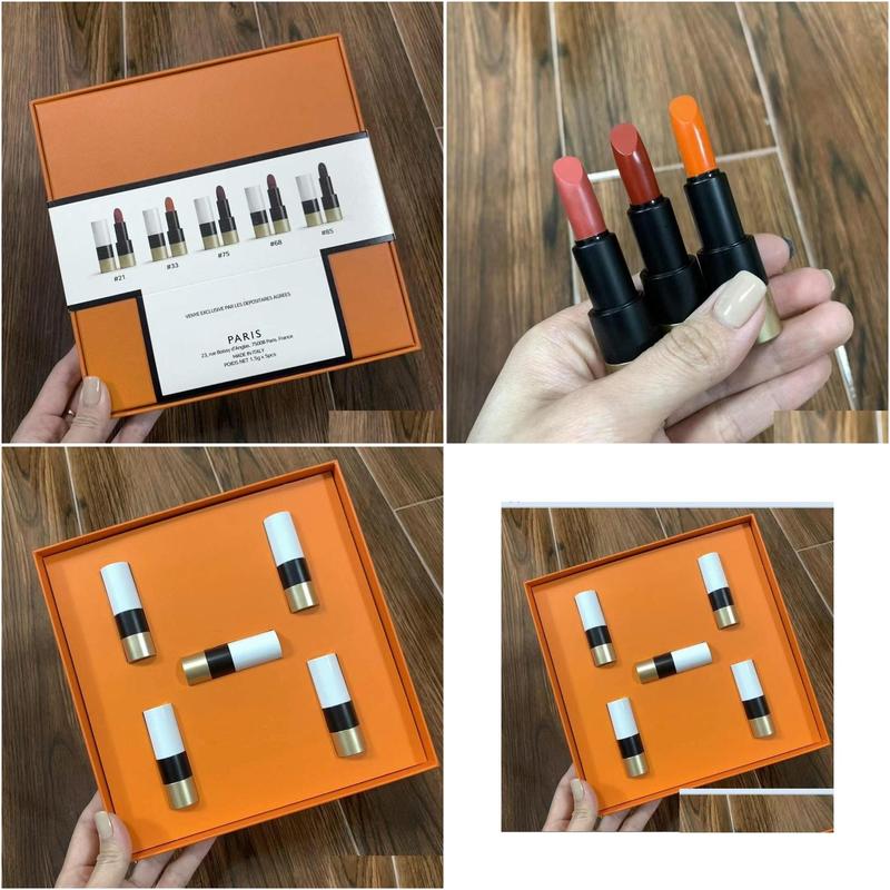 

Car Dvr Lipstick 5Pcs Set Makeup 5 Colours 1.5G Lipgloss 21 33 75 68 85 Black Tube Rouge Lipsticks Matte Long Lasting Paris Lip Cosmet Dhdml, Randomly sended color