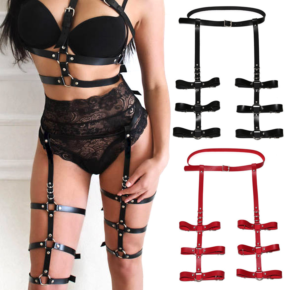 

Suspenders Personality exaggerated trend PU leather belly belt leg loop one nightclub show strap 230217