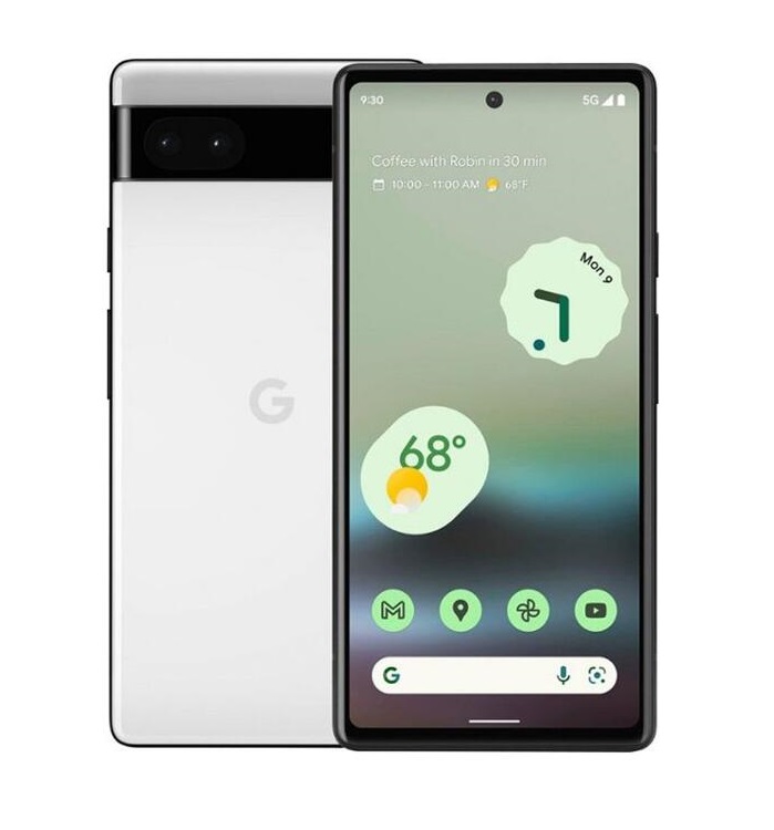 

Refurbished Original Google Pixel 6A Unlocked Mobile Phones Octa Core 6GB/128GB ROM 6.1" NFC Android 12 12MP 5G OEM Support Open, White(chalk)