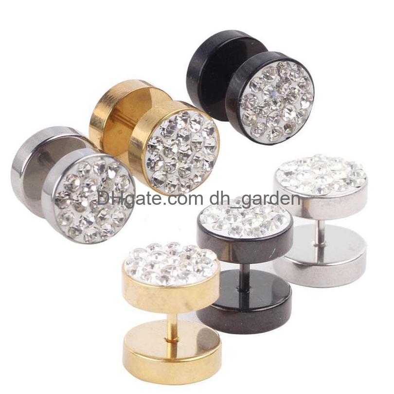 

Plugs Tunnels Sier And Clear Black Cz Gem Fake Ear Gauges Tunnel Expander Stretcher 16G Tragus Helix Cartilage Piercing St Dhgarden Dhnpy