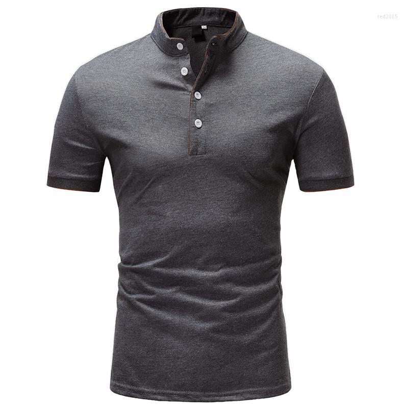 

Men's Polos Mens Shirt Brands 2023 Male Short Sleeve Fashion Casual Slim Solid Color Standing Collar S Men XXL, White