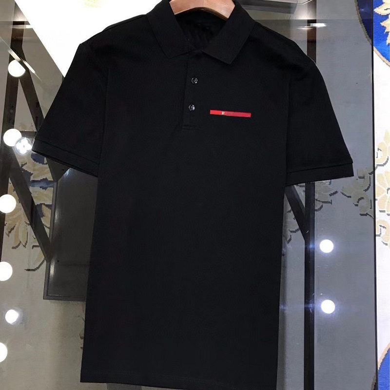 

Summer Men Polo Shirt Luxury Fashion Business Clothing Short Sleeve Collar Details Workplace Tees M-XXL, Black