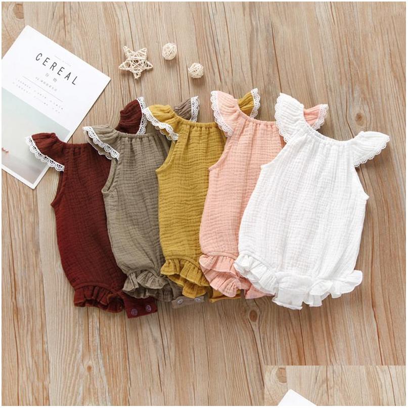 

Rompers Baby Girls Solid 5 Design Summer Sleeveless Cotton Ruffle Fold Lace Jumpsuit Kids Onesies Outfits 03T Drop Delivery Maternit Dhwnq, #3