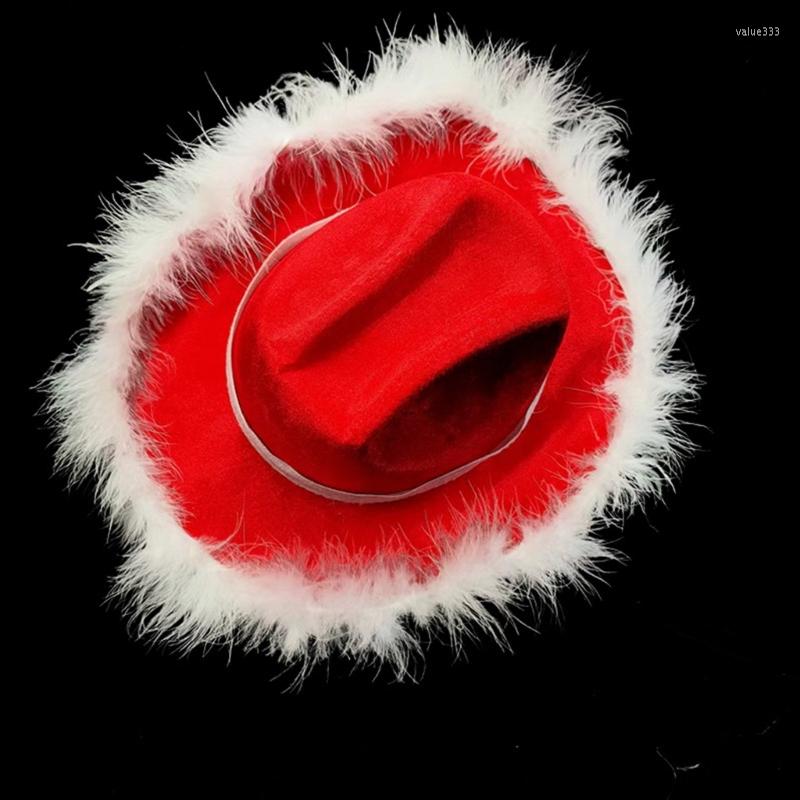 

Berets Fashion Vintage Cowboy Hat Christmas Party With Large Fluffy Brim Hats Felt Jazz Accessory, Picture shown