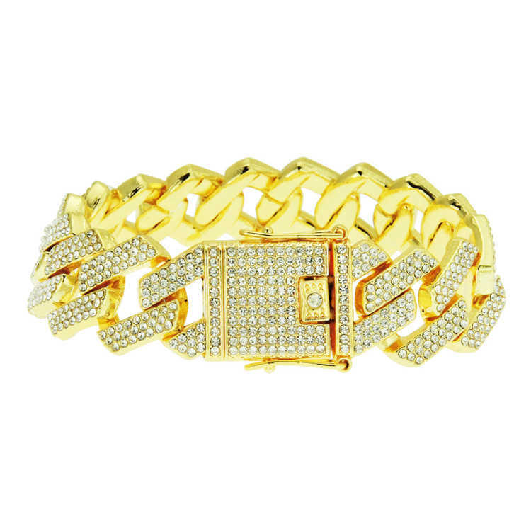 

Hip Hops Micro Paved CZ Cuban Chain Bracelet 20mm Punk Men Miami Cuban Bracelet