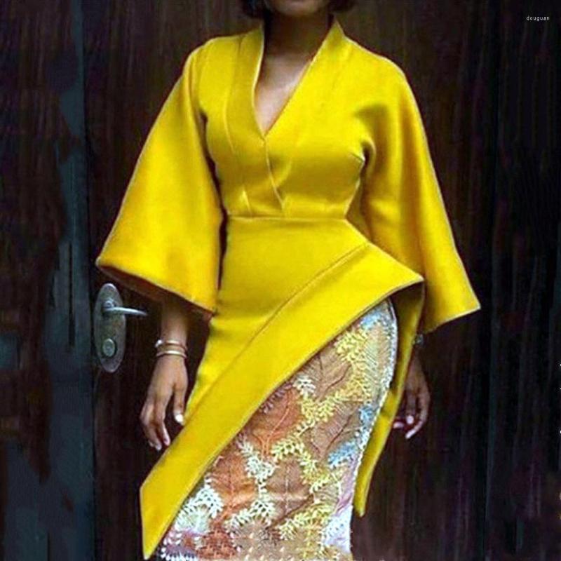 

Women's Blouses African Blouse Asymmetrical Flare Sleeve V Neck High Waist Fashion Elegant Evening Night Club Wear Tops Shirts & 2023, Red blouse