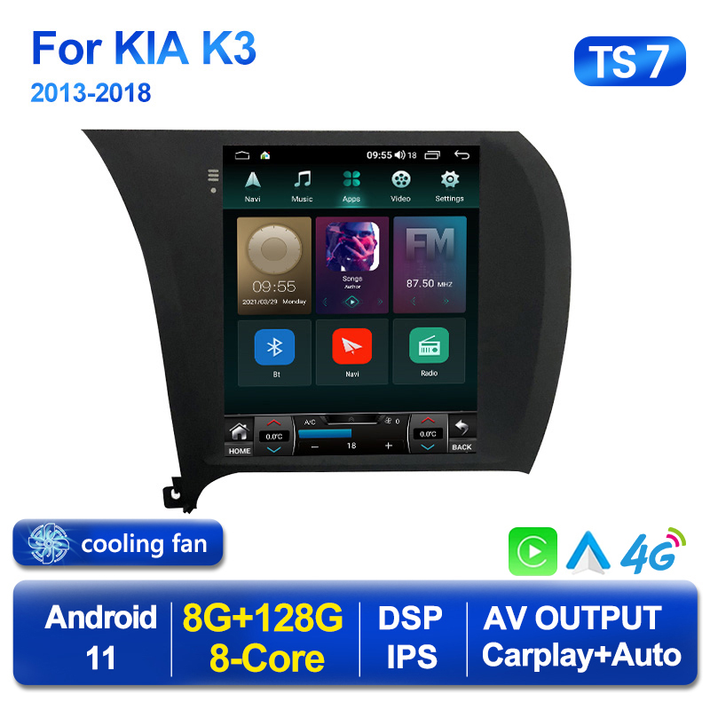 

2 DIN Player Android 11 Car Dvd Radio Video for Tesla Style for Kia Cerato K3 2013-2017 Multimedia GPS 2din Carplay Stereo