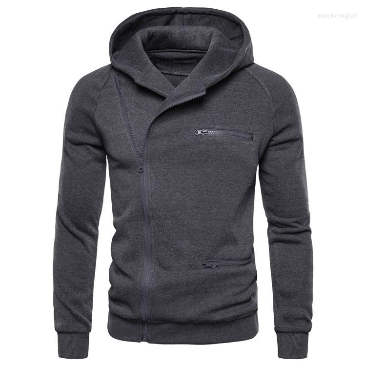 

Men' Hoodies Men Hooded Hoodie Sweatshirt Casual Coat With Diagonal Zipper Design, Black
