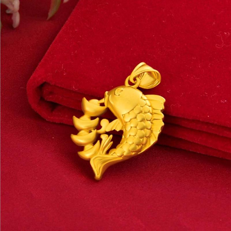 

Pendant Necklaces Hi Gold Fish 24k Yellow Plated Necklace For Women Clavicle Chain Valentine's Day Fine Jewelry